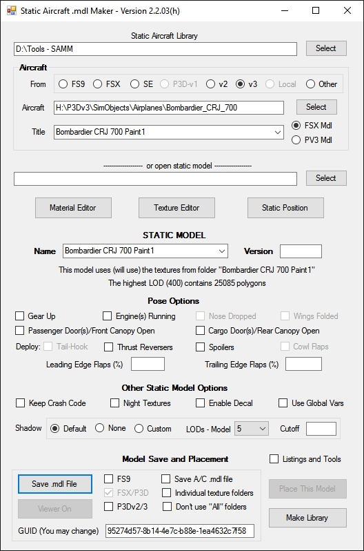 Static Aircraft .mdl Maker (SAMM)